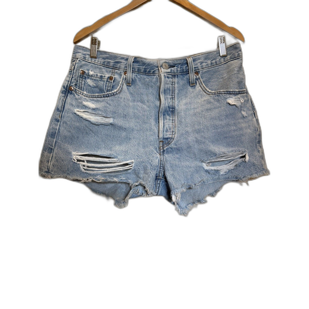 Levi's 501 Denim Shorts Distressed Button Fly W32